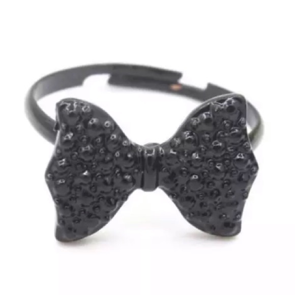 NEW!💙👖🖤🎀CUTE BLACK BOW!🎀🖤👖💙ADJUSTABLE RING - Picture 2 of 8